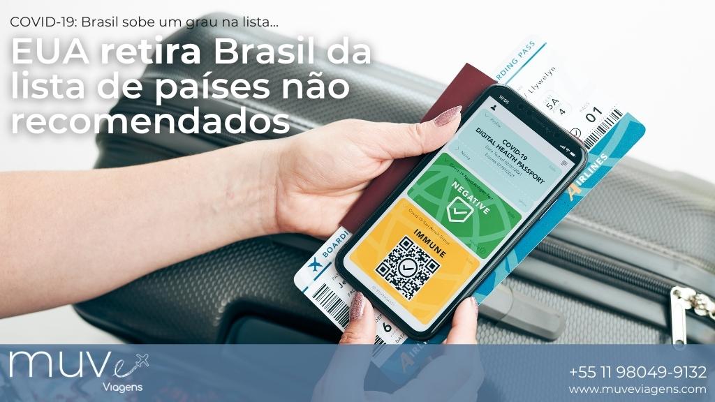 MUVe Viagens comenta a remoção do Brasil da lista dos EUA de países não recomendados sobre a COVID. Imagem: Via Canva.com